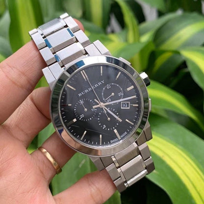 Burberry BU9351 The City Men's Silver & Black Chronograph Watch - SJR London Timepiece