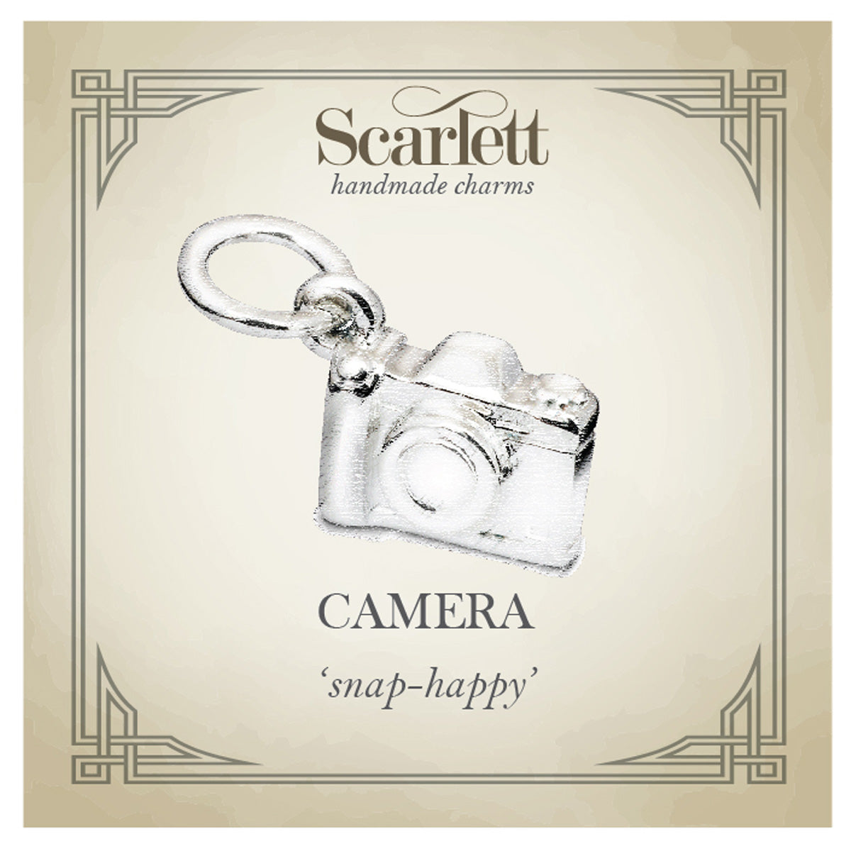 Vintage Camera Personalised Silver Charm Scarlett Jewellery
