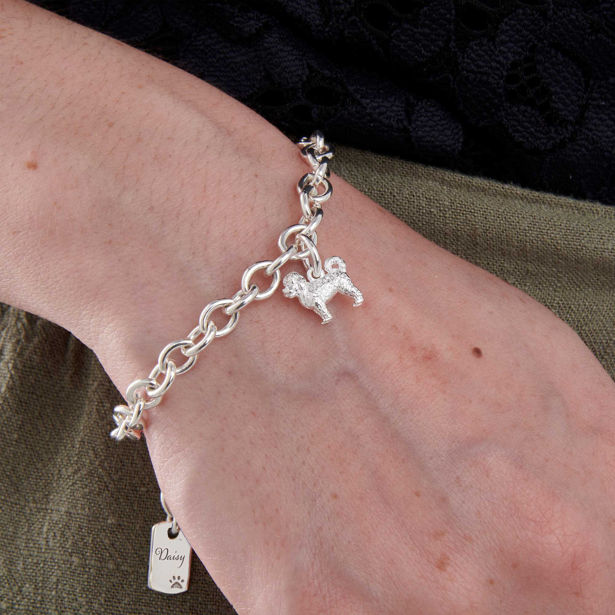 Cavapoo Silver Dog Charm Bracelet Scarlett Jewellery