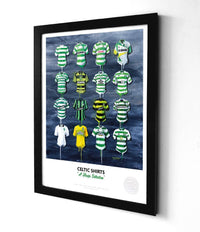 Celtic A3 Framed Print – Iconic Hoops Shirt Wall Art
