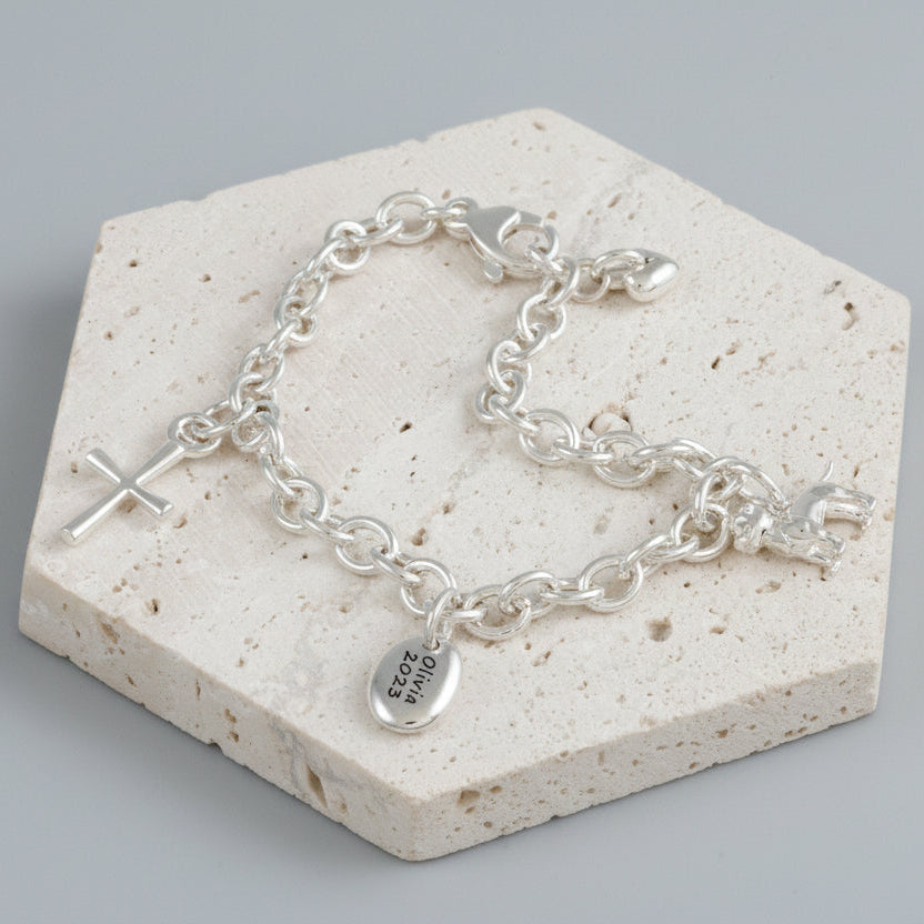 Pebble Personalised Silver Charm Scarlett Jewellery