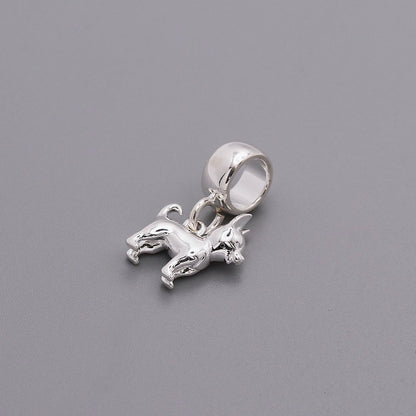 Chihuahua silver dog charm with detailed facial features by Scarlett Jewellery.