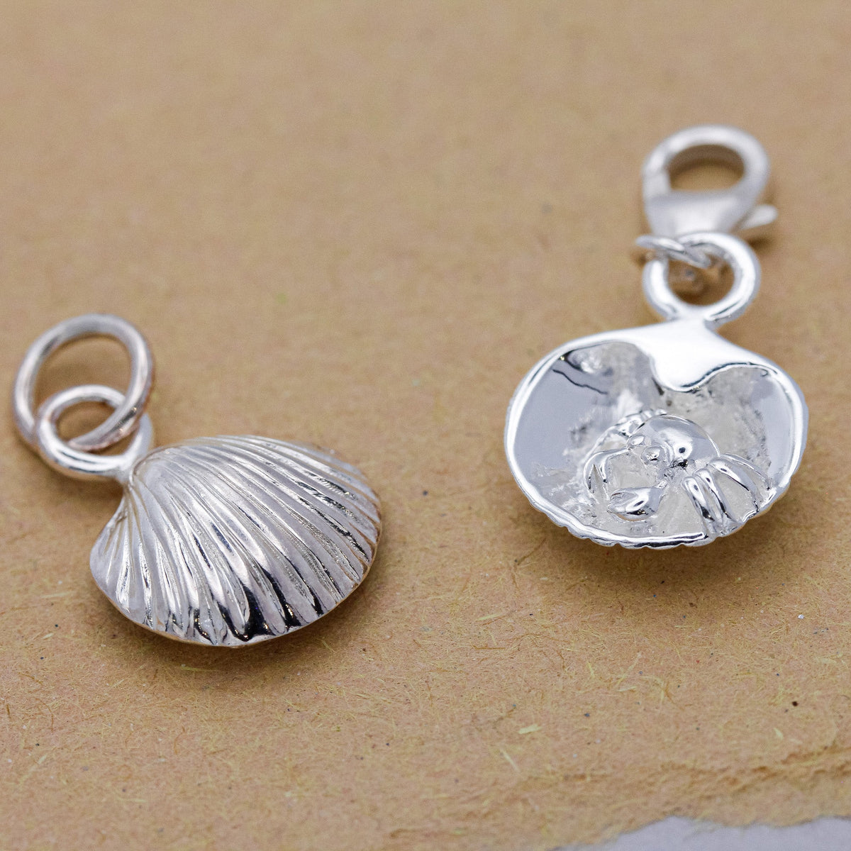 Clam Shell & Crab Silver Charm Scarlett Jewellery