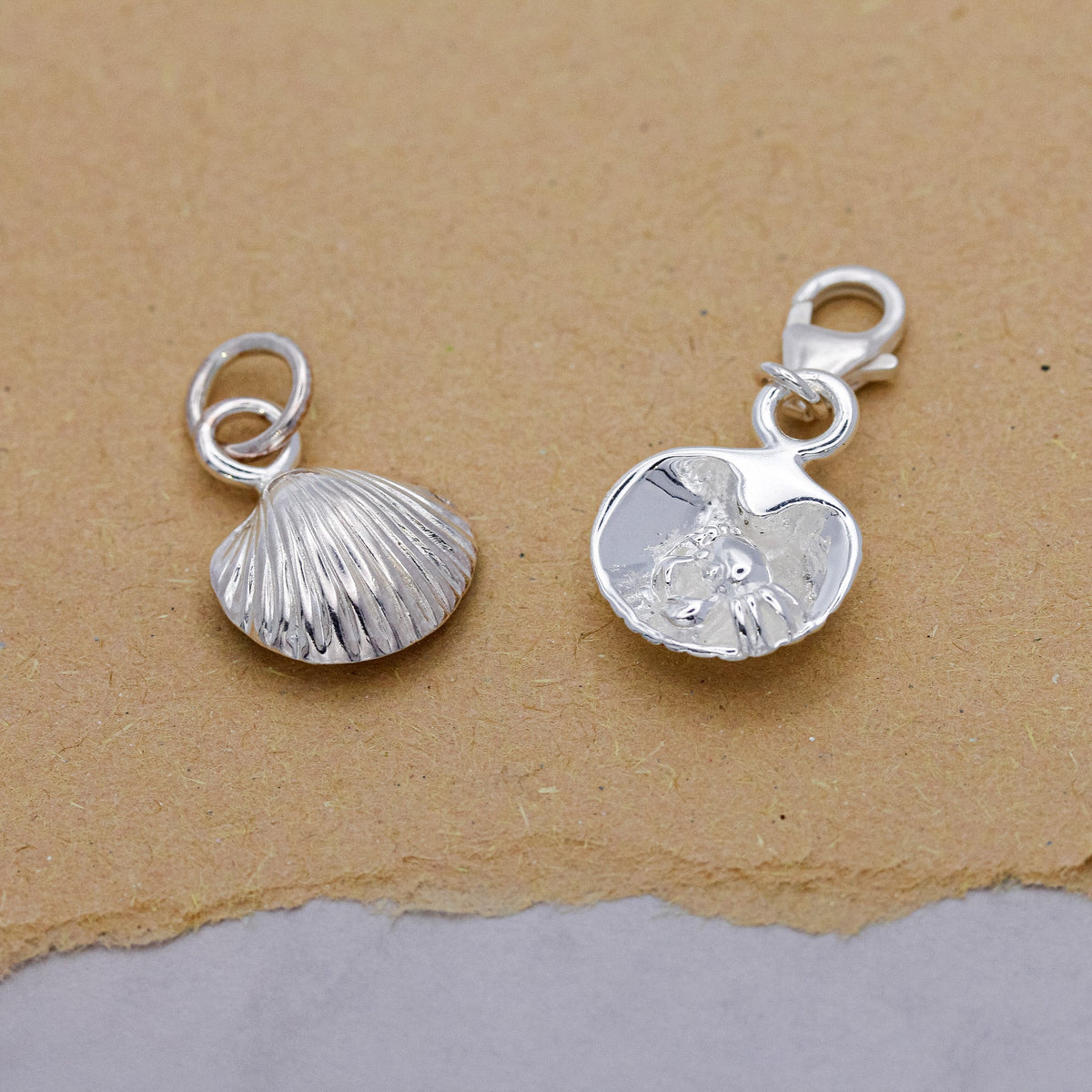 Clam Shell & Crab Silver Charm Scarlett Jewellery