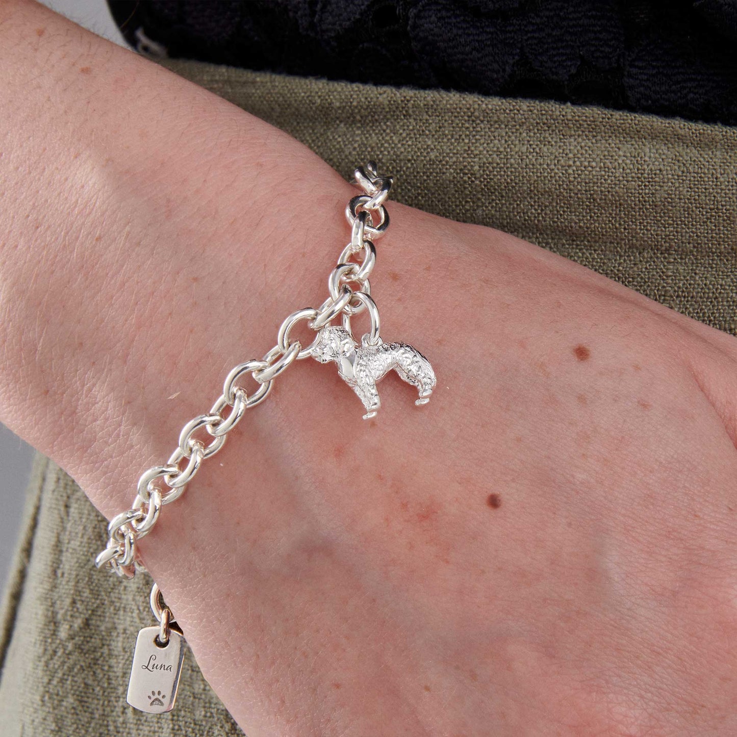 Cockapoo Silver Dog Charm Bracelet Scarlett Jewellery