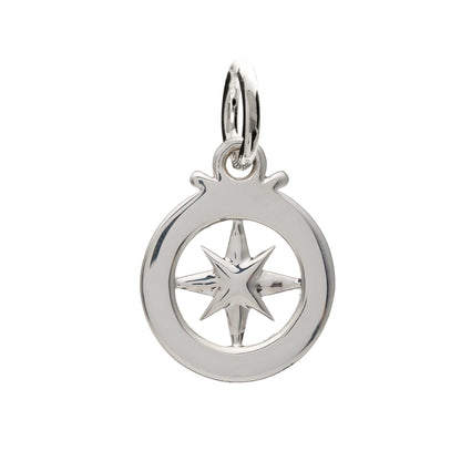 Travel Safe Outline Compass Silver Charm Scarlett Jewellery