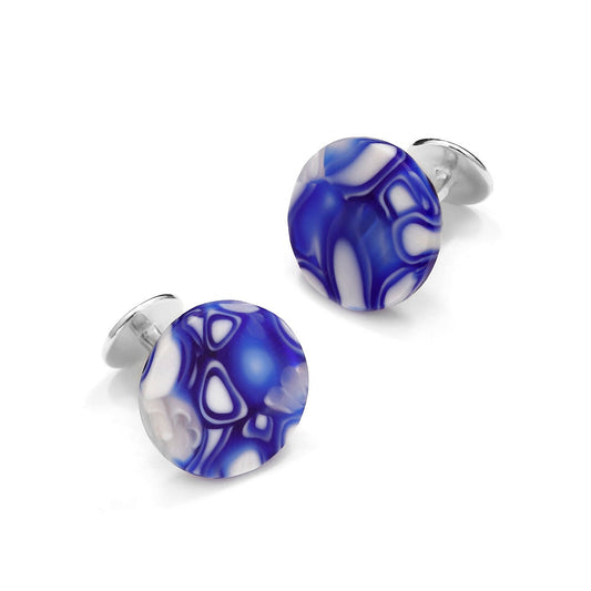 Murano Glass 'Oceano' Cufflinks With Sterling Silver Benson & Clegg