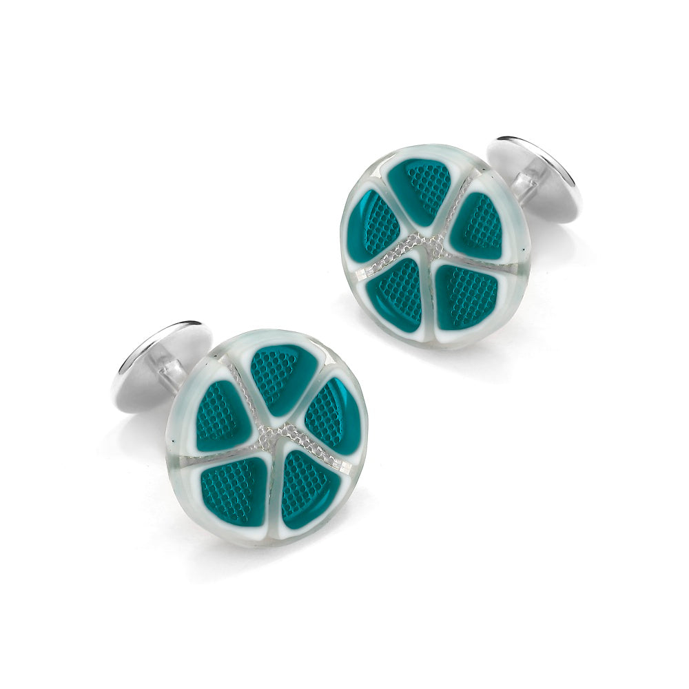 Murano Glass 'Laguna Verde' Cufflinks With Sterling Silver Benson & Clegg