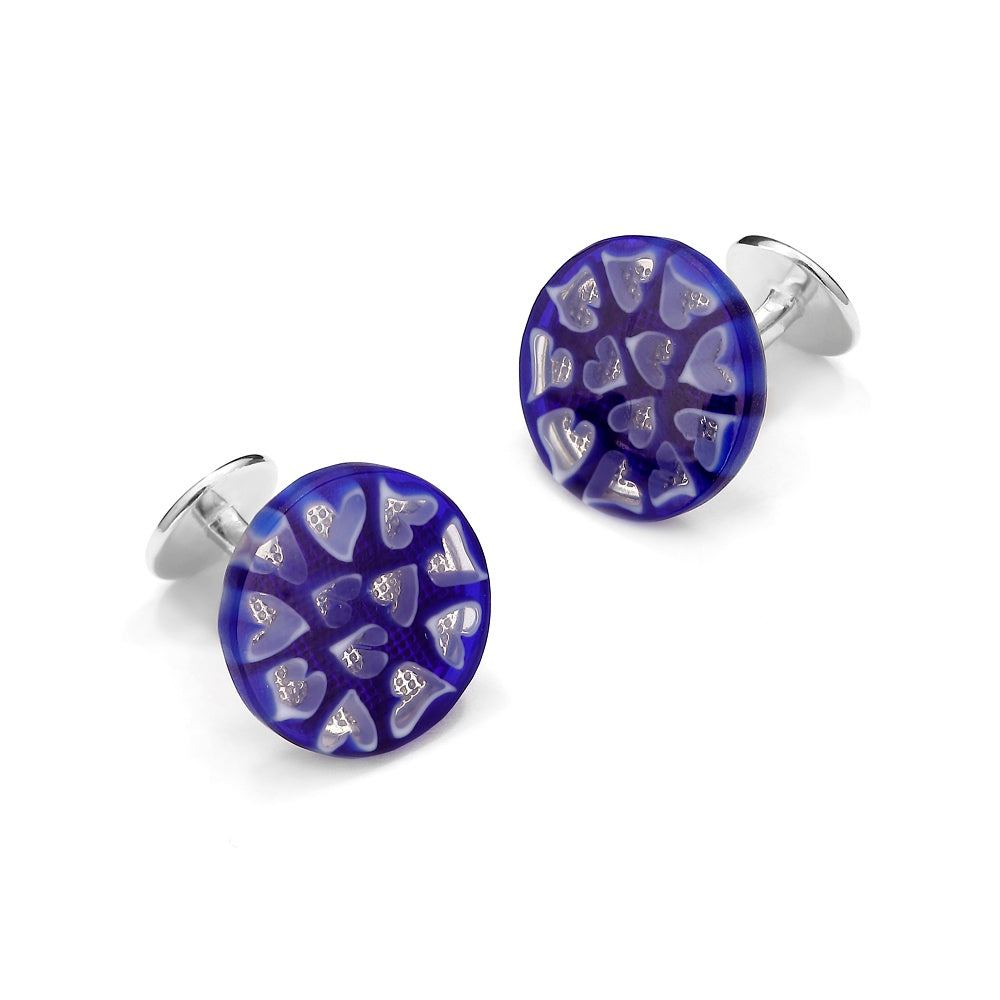 Murano Glass 'Amore' Cufflinks With Sterling Silver Benson & Clegg