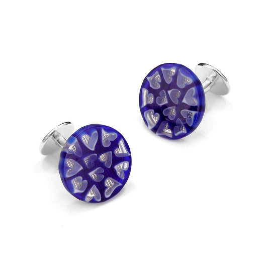 Murano Glass 'Amore' Cufflinks With Sterling Silver Benson & Clegg