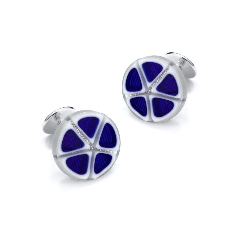 Murano Glass 'Blu Notte' Cufflinks With Sterling Silver Benson & Clegg