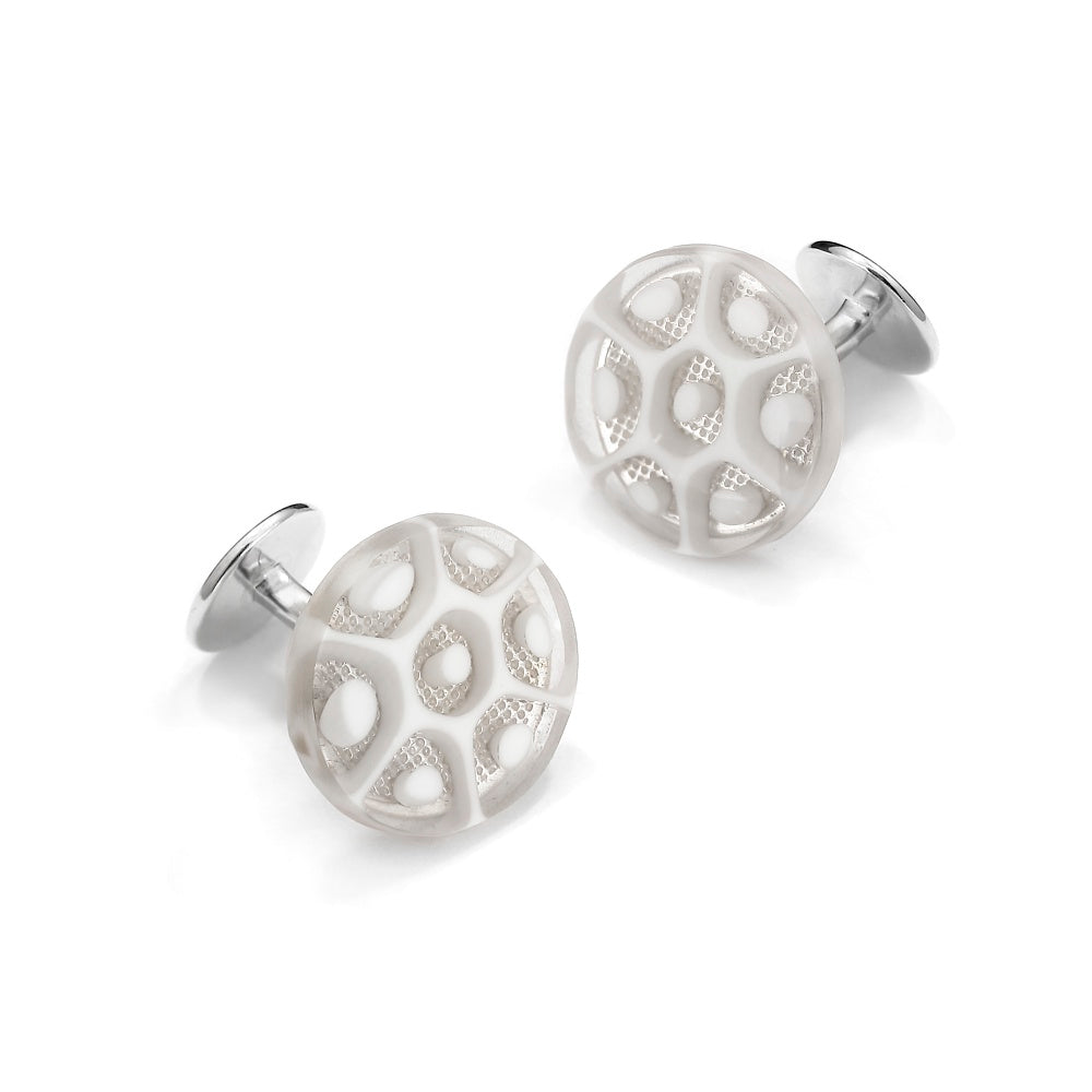 Murano Glass 'Vetro Bianco' Cufflinks With Sterling Silver Benson & Clegg