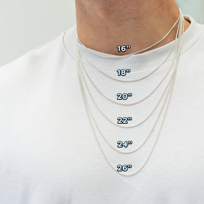 Silver chain necklace featuring a personalized Europe map globe by Scarlett Jewellery
