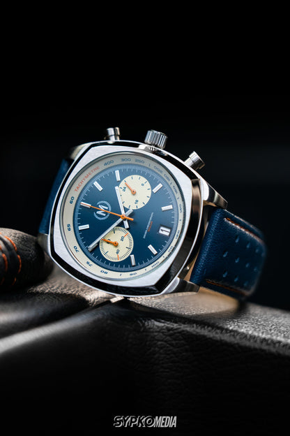 Driver Chronograph MKII Quartz, Blue Reverse Panda (PRE-ORDER NOW) - SJR London Timepiece