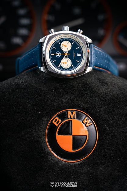 Blue And Orange Leather Rally Watch Strap - SJR London Timepiece