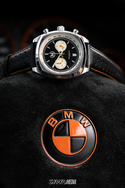 Black And Orange Leather Rally Watch Strap - SJR London Timepiece