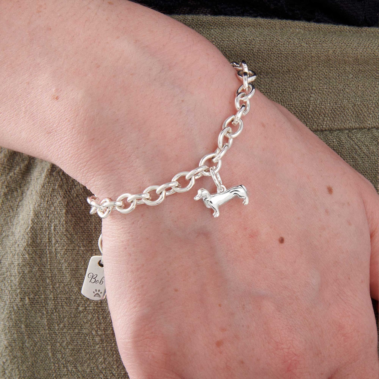 Dachshund Silver Dog Charm Bracelet Scarlett Jewellery
