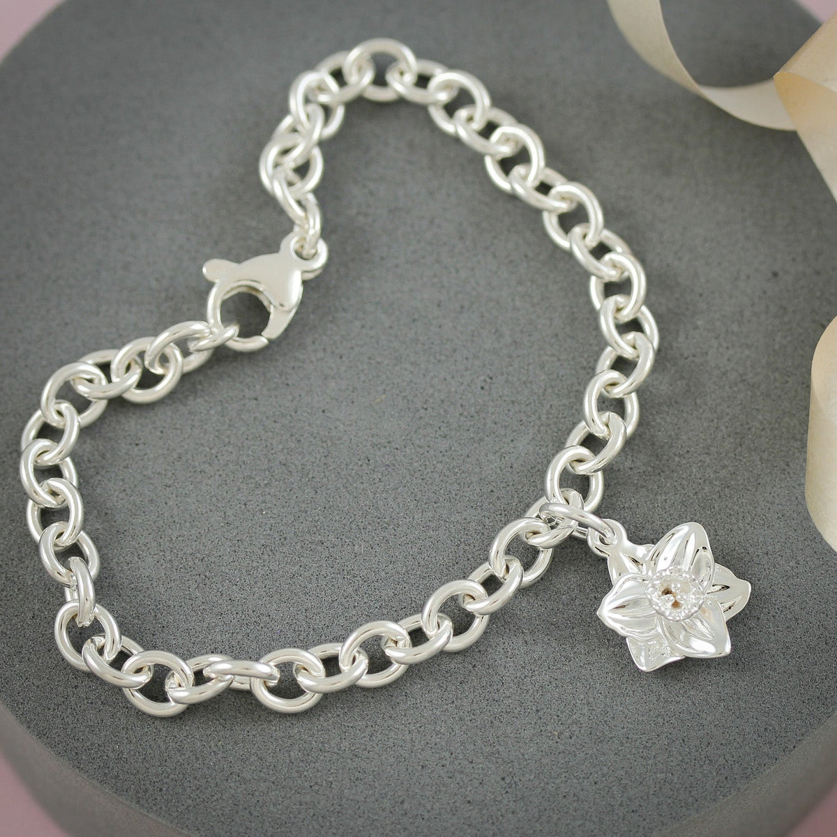 Daffodil Flower Silver Charm Scarlett Jewellery