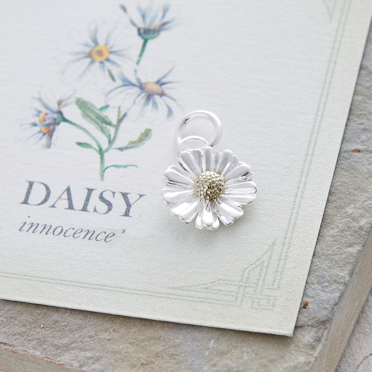 Daisy Flower Silver & Solid Gold Charm Scarlett Jewellery