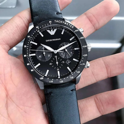 Emporio Armani AR11243 Mario Men's Silver & Black Watch - SJR London Timepiece