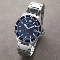 Emporio Armani AR11339 Men's Diver Style Silver & Blue Watch - SJR London Timepiece