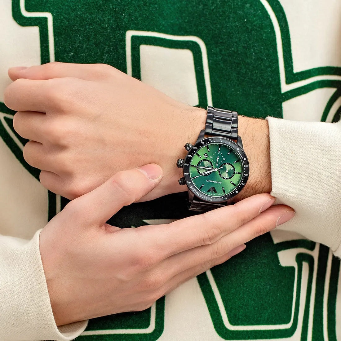 Emporio Armani AR11472 Mario Men's Black & Green Watch - SJR London Timepiece