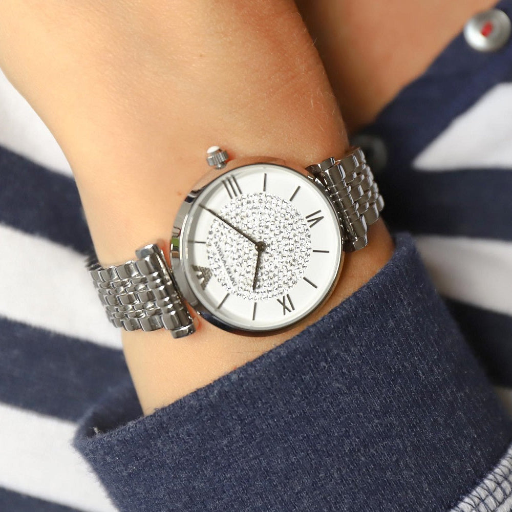 Emporio Armani AR1925 Gianni T-Bar Women's Silver Watch - SJR London Timepiece