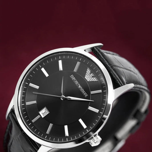 Emporio Armani AR2411 Renato Men's Black Leather Watch - SJR London Timepiece