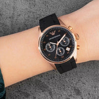 Emporio Armani AR5906 Sportivo Women's Black & Rose Gold Watch - SJR London Timepiece