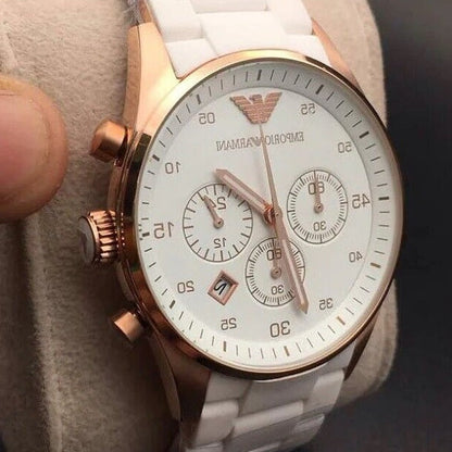 Emporio Armani AR5919 Sportivo Men's White & Rose Gold Watch - SJR London Timepiece