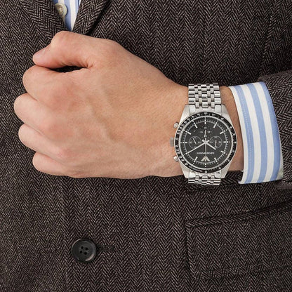 Emporio Armani AR5988 Tazio Men's Silver & Black Chronograph - SJR London Timepiece