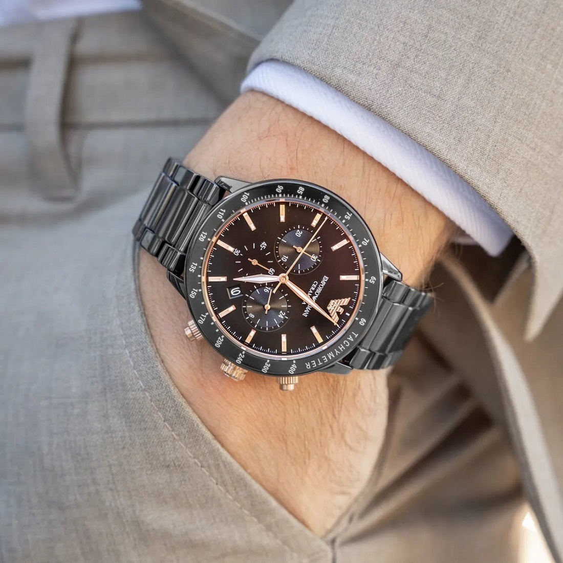 Emporio Armani AR70002 Mario Men's Black Ceramic Watch - SJR London Timepiece