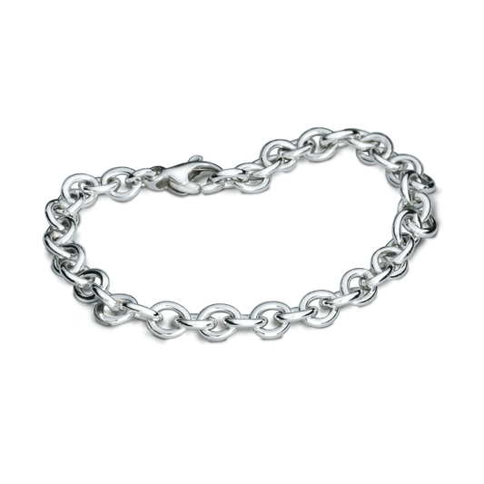 A silver mini lifetime charm bracelet with a delicate chain and personalized charms by Scarlett Jewellery.