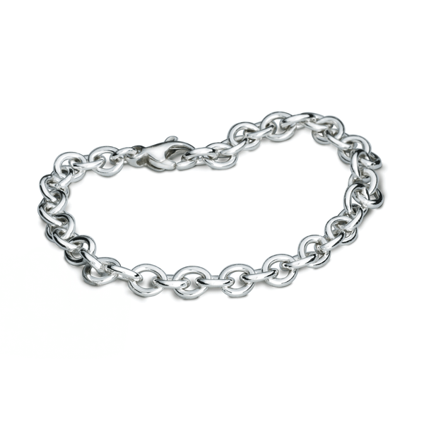 A silver mini lifetime charm bracelet with a delicate chain and personalized charms by Scarlett Jewellery.