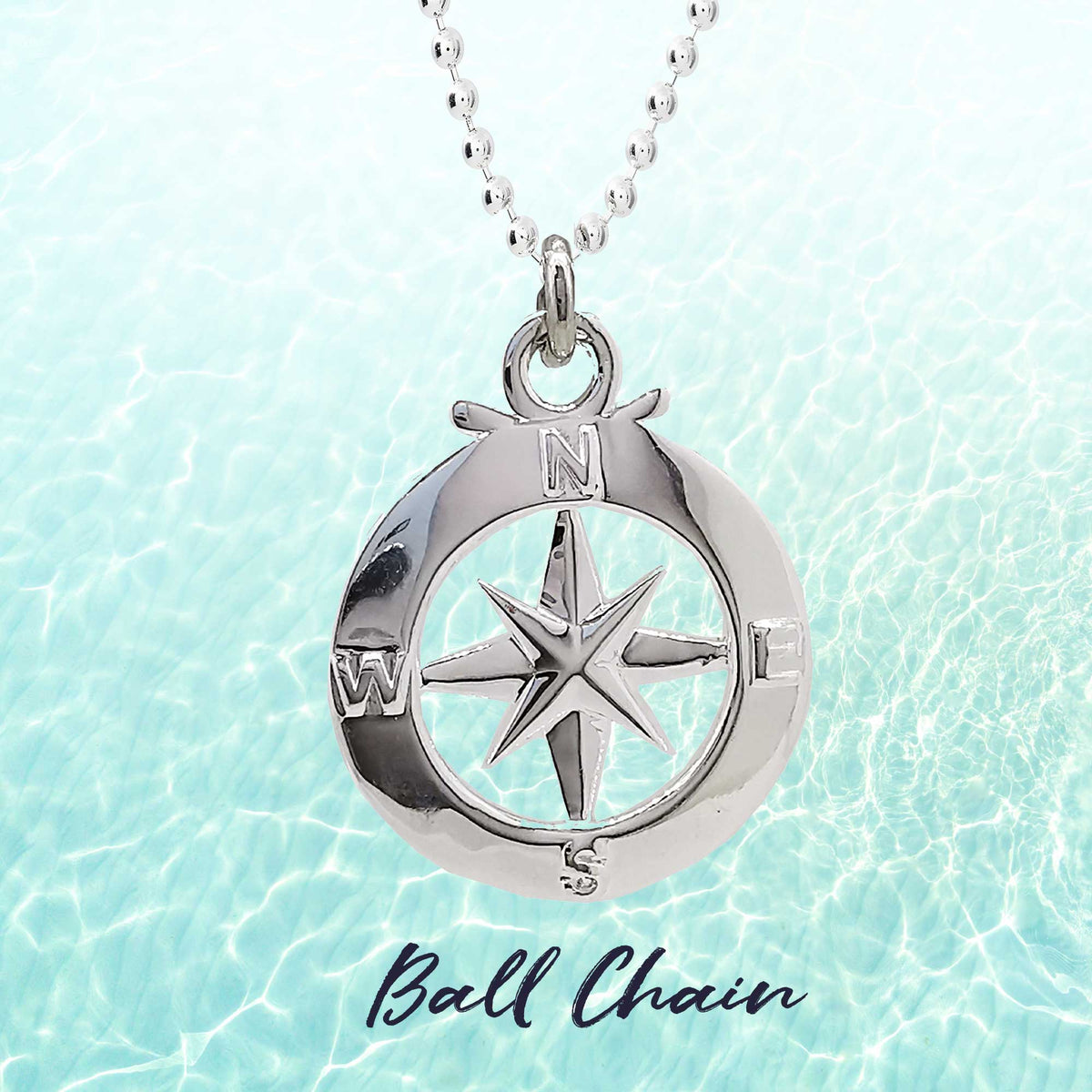 Enamel Outline Compass Large St Christopher Silver Necklace Scarlett Jewellery