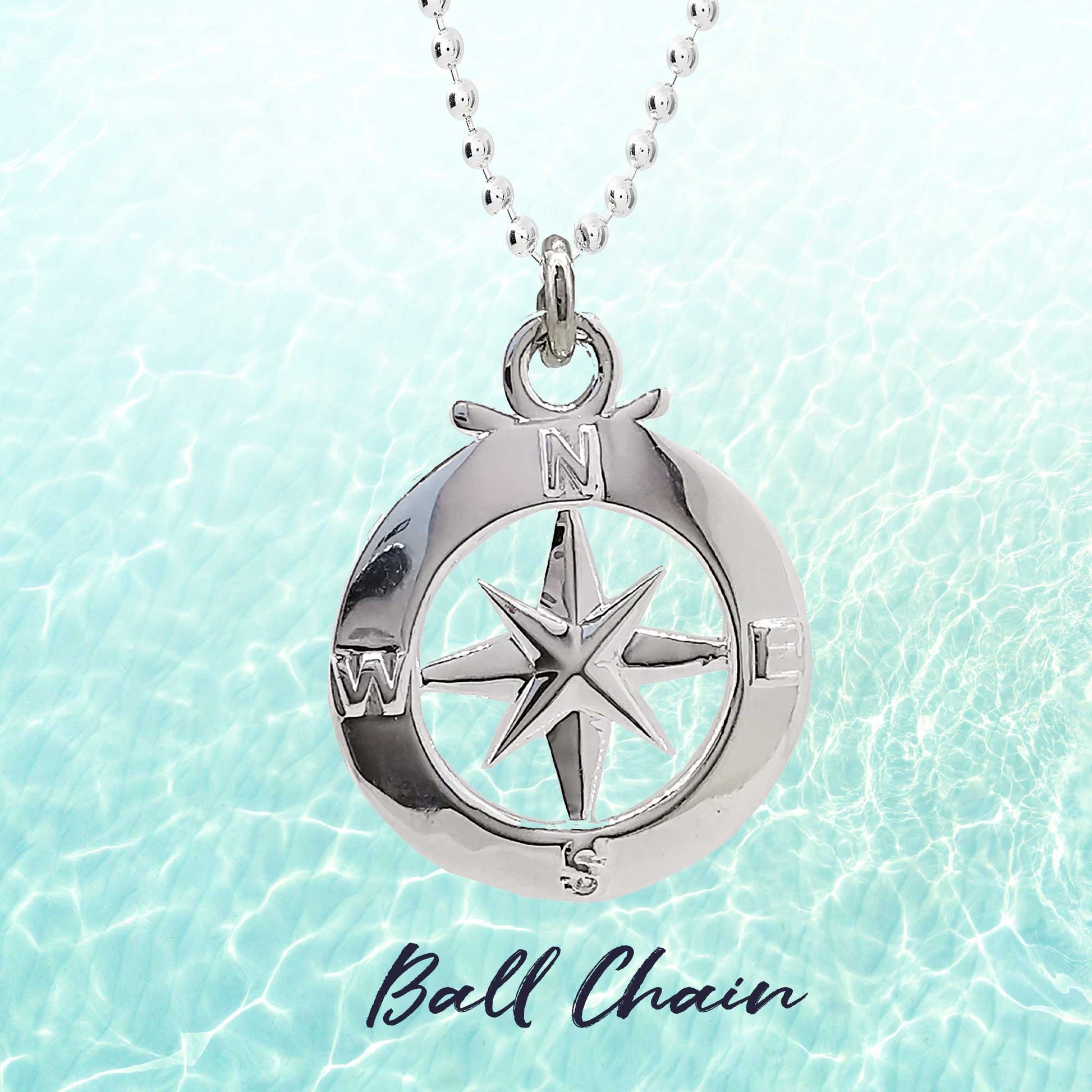 Enamel Outline Compass Large St Christopher Silver Necklace Scarlett Jewellery