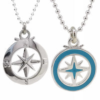 Enamel Outline Compass Large St Christopher Silver Necklace Scarlett Jewellery