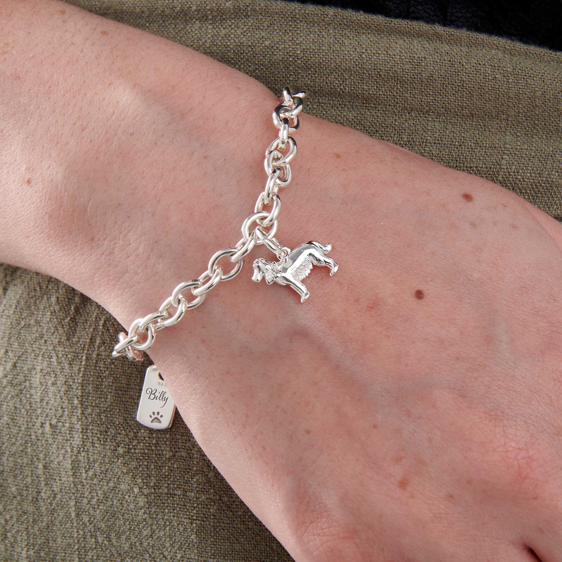 Silver English Cocker Spaniel dog charm bracelet by Scarlett Jewellery