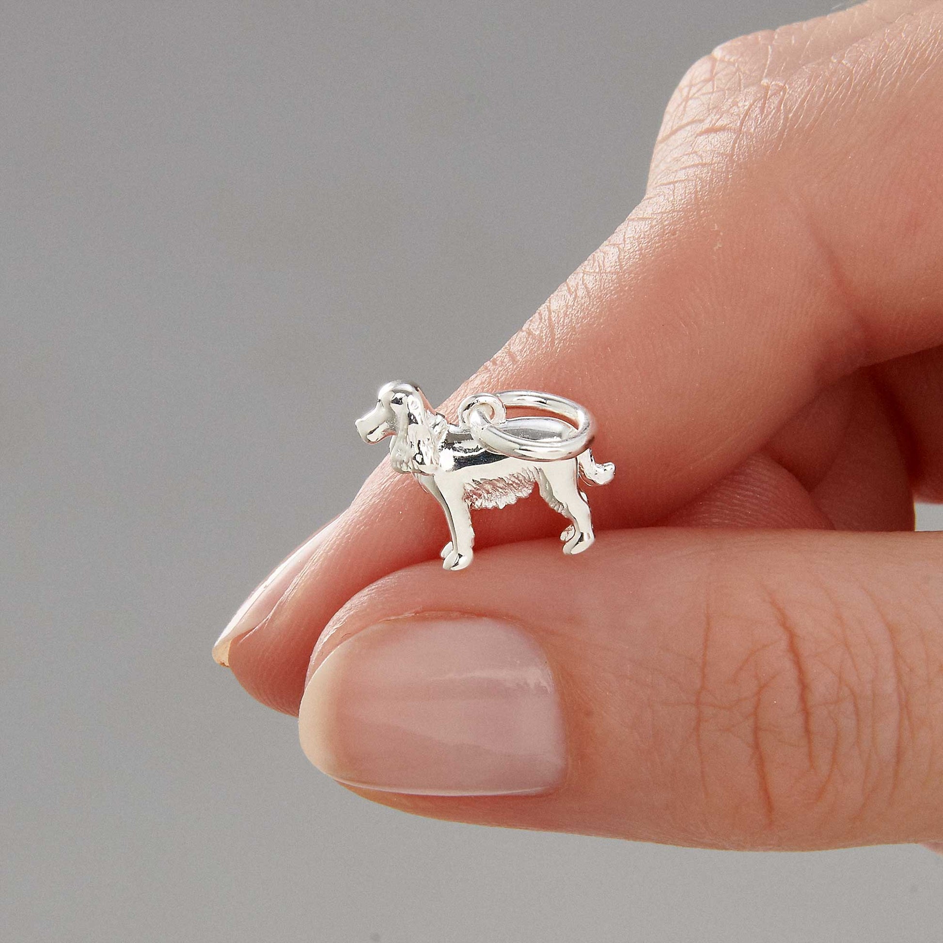 English Cocker Spaniel Silver Dog Charm Scarlett Jewellery