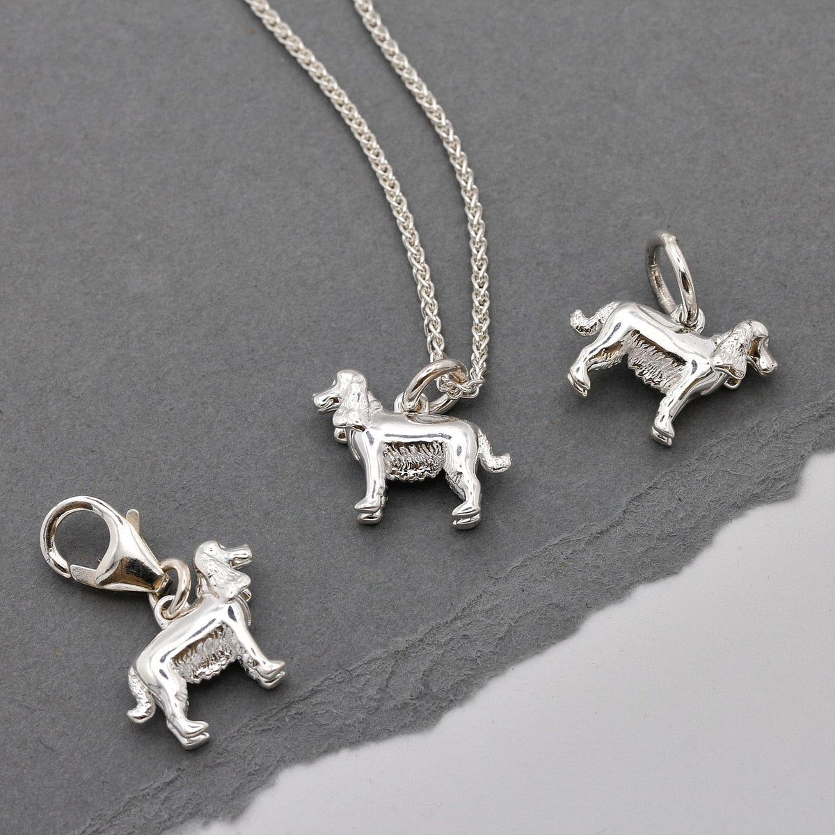 English Cocker Spaniel Silver Dog Charm Scarlett Jewellery