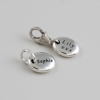 Pebble Personalised Silver Charm Scarlett Jewellery
