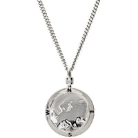 Silver chain necklace featuring a personalized Europe map globe by Scarlett Jewellery