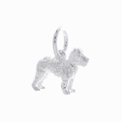 Silver fox terrier dog charm shaped like a small dog with detailed features by Scarlett Jewellery.