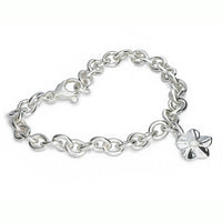 A silver personalised charm bracelet with a forget-me-not design by Scarlett Jewellery