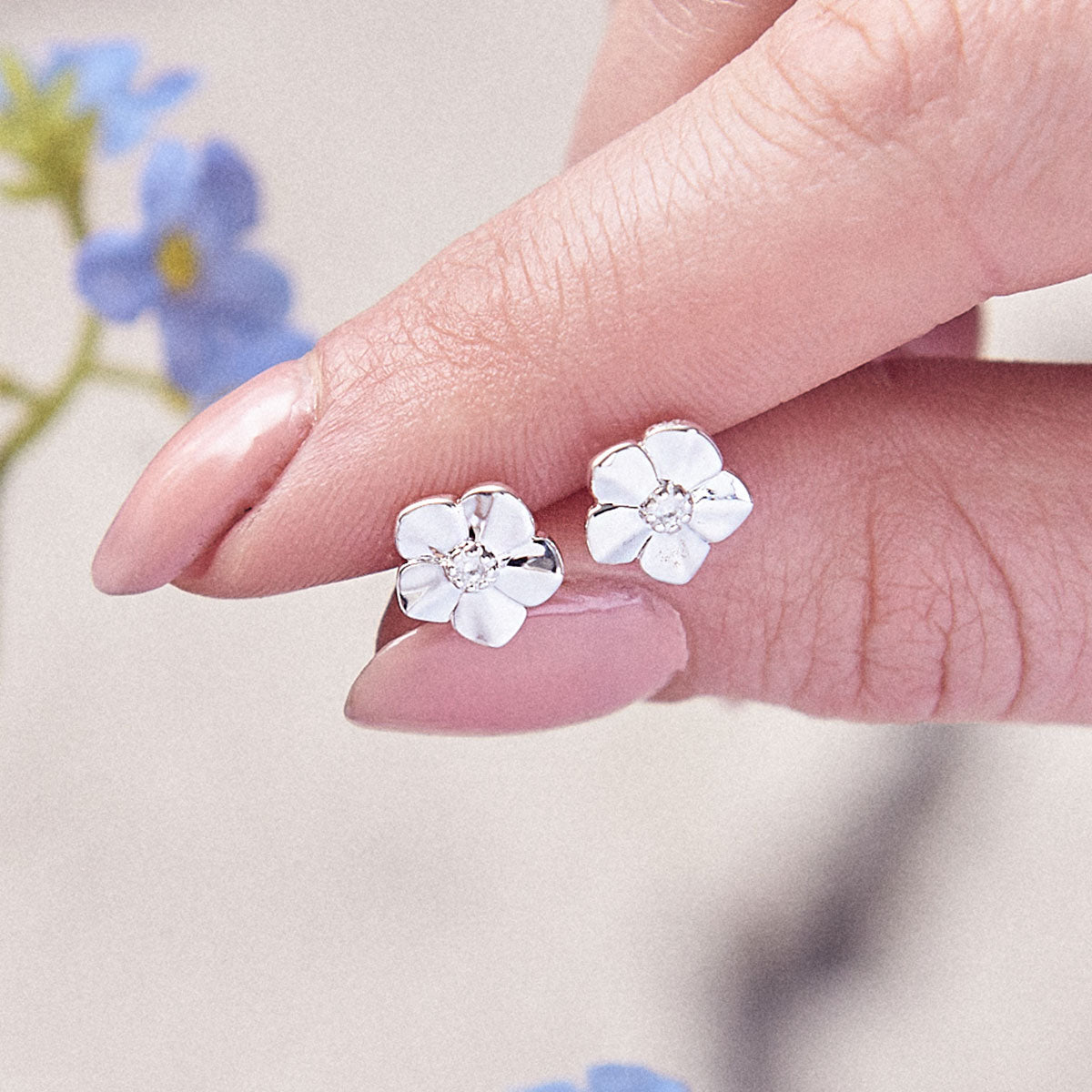 Forget-Me-Not Silver Stud Earrings Scarlett Jewellery