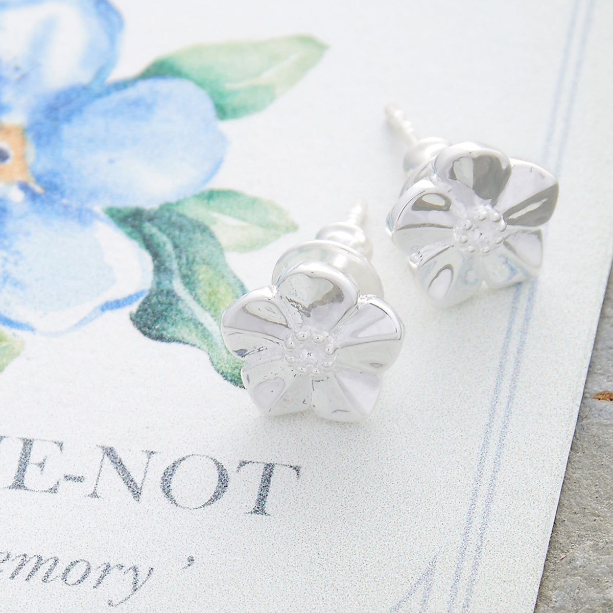 Forget-Me-Not Silver Stud Earrings Scarlett Jewellery