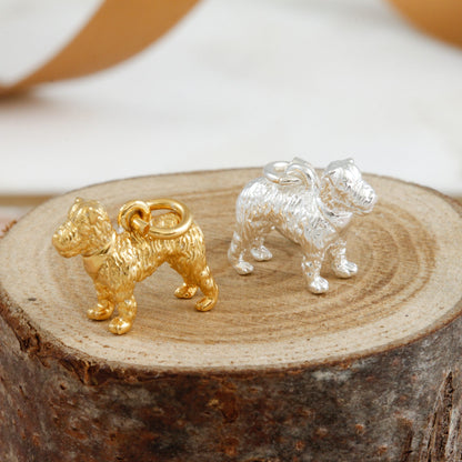 Silver fox terrier dog charm shaped like a small dog with detailed features by Scarlett Jewellery.