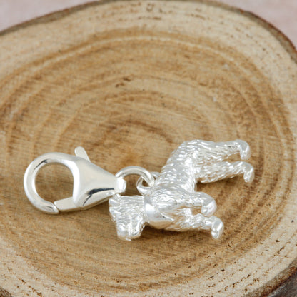 Silver fox terrier dog charm with detailed fur texture by Scarlett Jewellery.