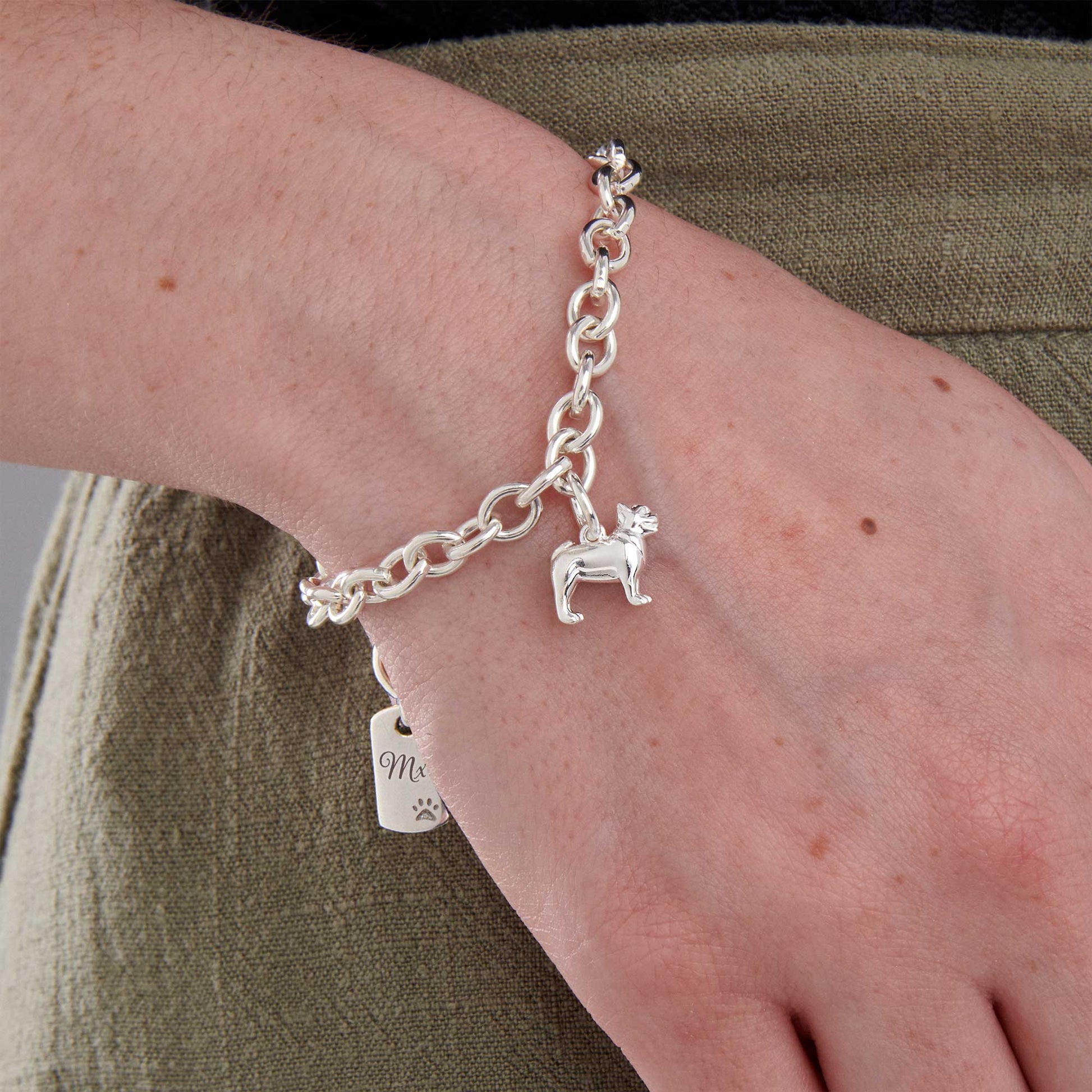 French Bulldog Silver Dog Charm Bracelet Scarlett Jewellery