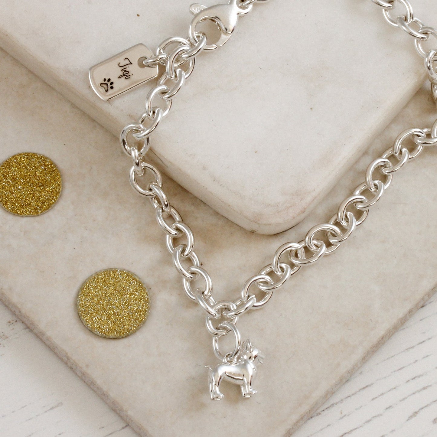 French Bulldog Silver Dog Charm Bracelet Scarlett Jewellery
